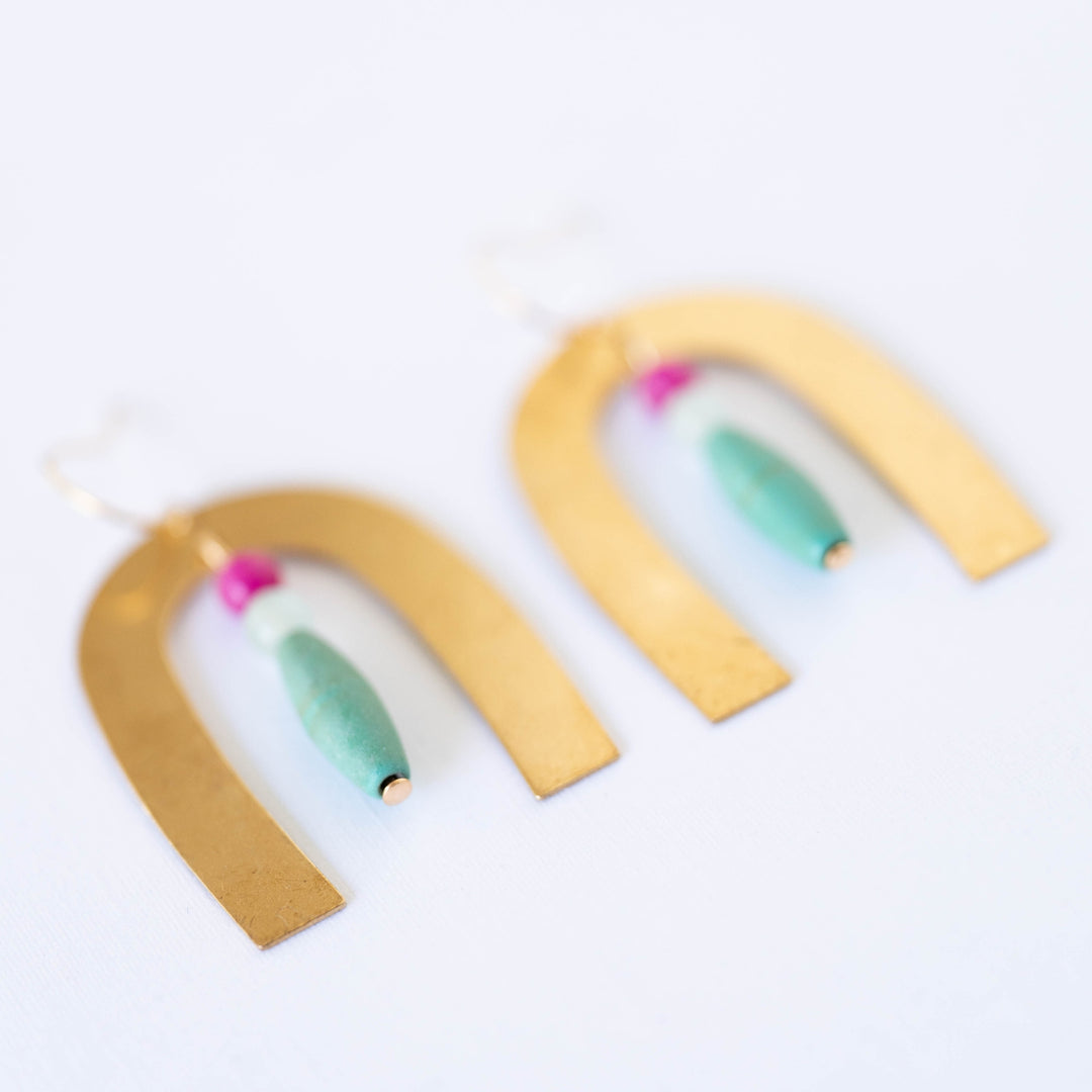 U-Shaped Gemstone Earrings