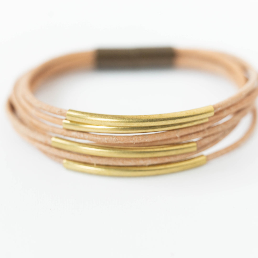 Natural Leather Bracelet with Magnetic Clasp