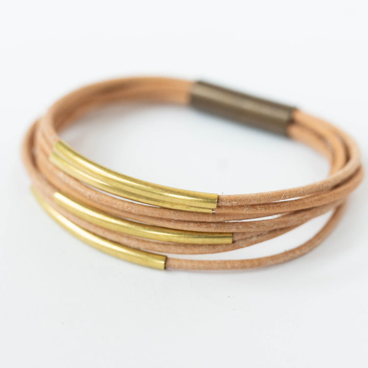 Natural Leather Bracelet with Magnetic Clasp
