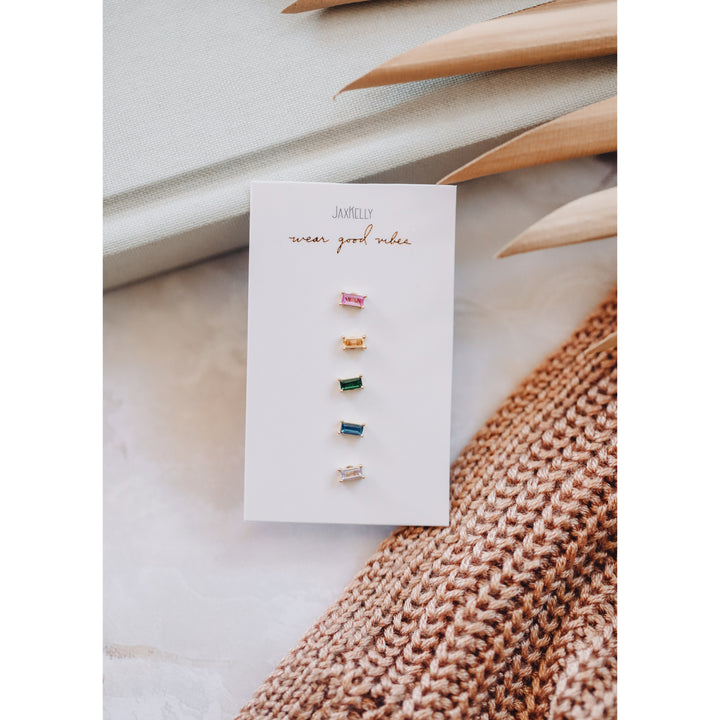 Rainbow Baguette Earrings