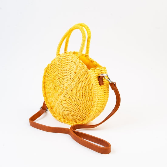 Aruba Canary Round Woven Straw Purse