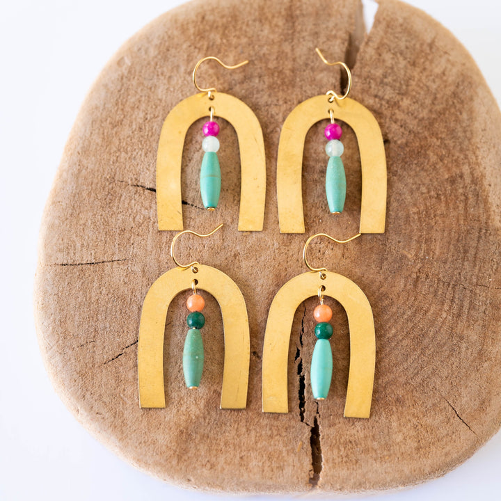 U-Shaped Gemstone Earrings