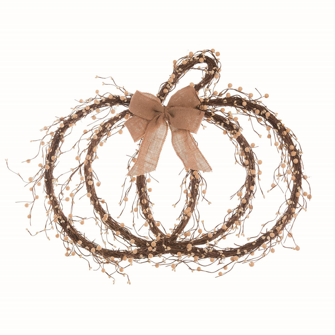Floral Brown Berry Pumpkin Shaped Decor