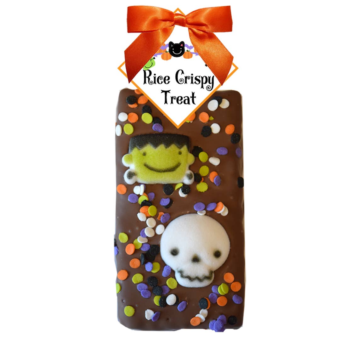 Chocolate Covered Halloween Rice Crispy Treat