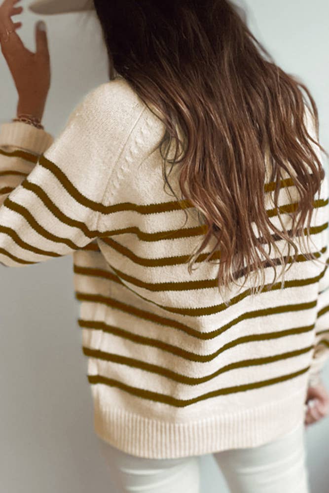 Stripe Button Sweater