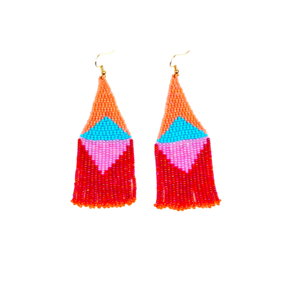 Beaded Graphic Fringe Earrings