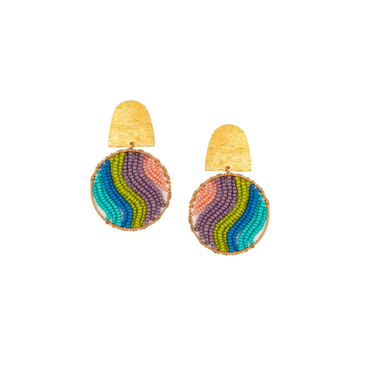 Beaded and Brass Flow Post Earrings