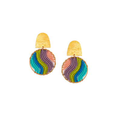 Beaded and Brass Flow Post Earrings
