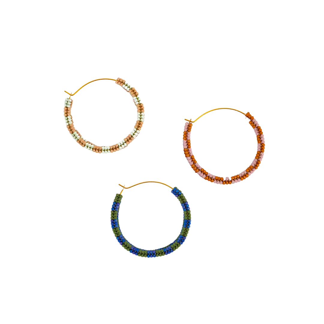 Delica Checkerboard Hoop Earrings