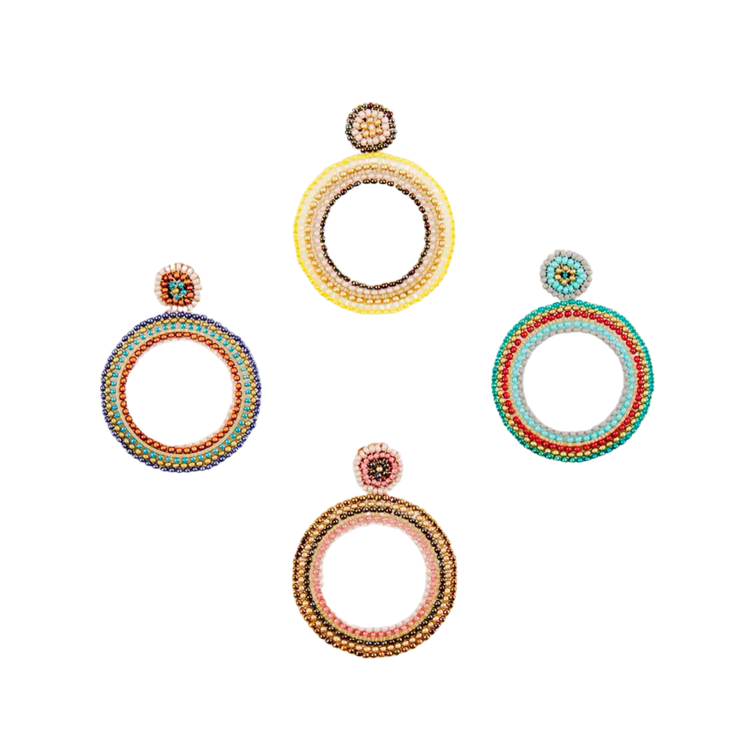 Beaded Open Circle Post Earrings