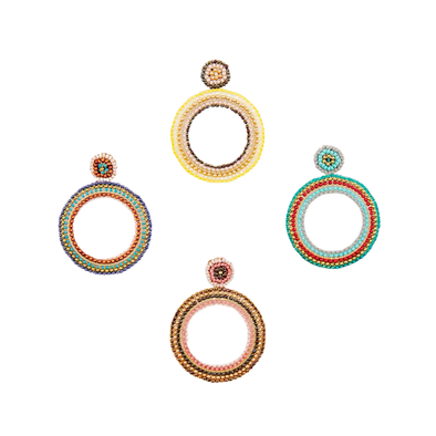 Beaded Open Circle Post Earrings