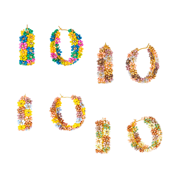 Double Daisy Hoop Earrings