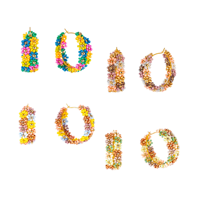 Double Daisy Hoop Earrings