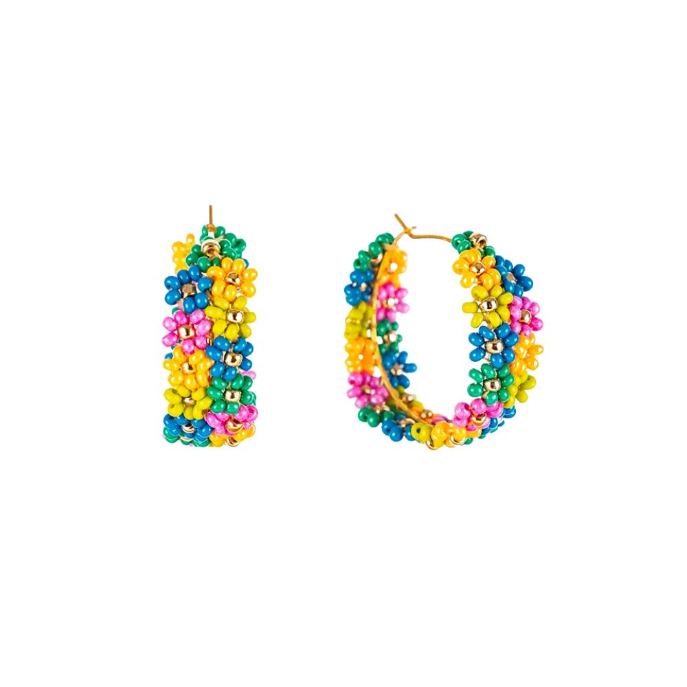 Double Daisy Hoop Earrings