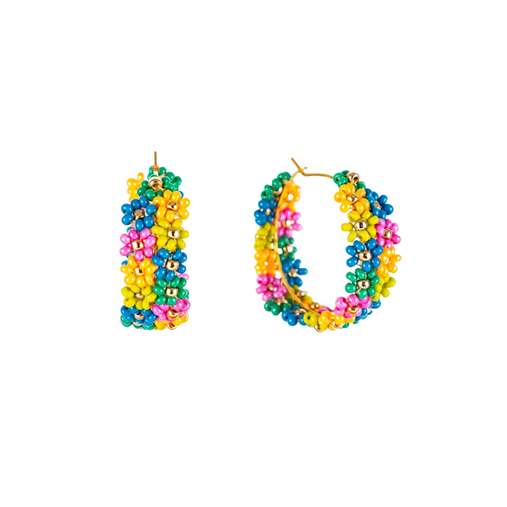 Double Daisy Hoop Earrings