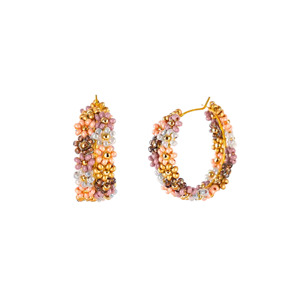 Double Daisy Hoop Earrings