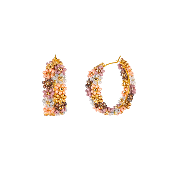 Double Daisy Hoop Earrings