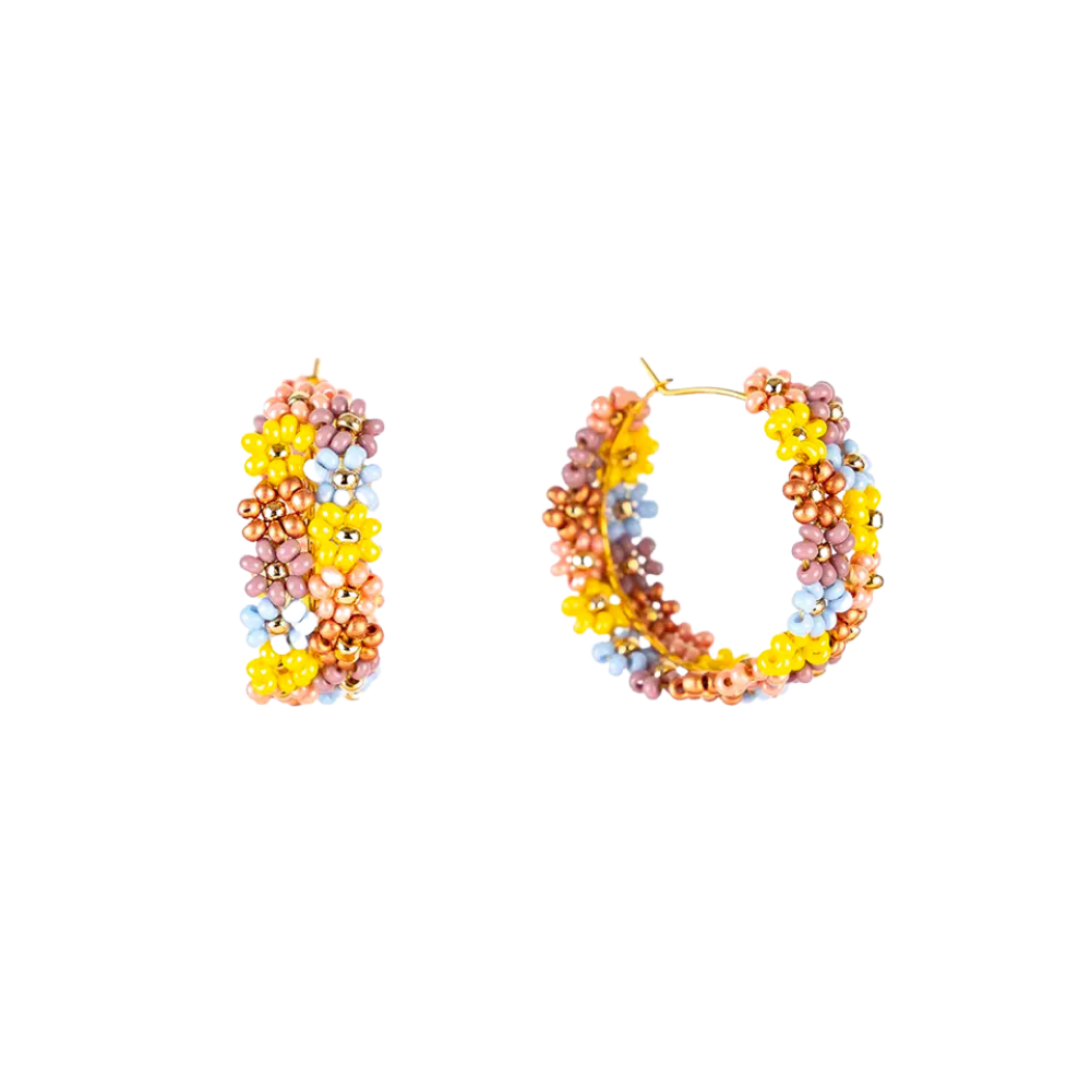 Double Daisy Hoop Earrings