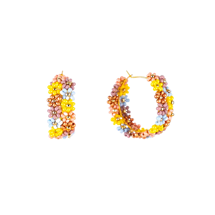 Double Daisy Hoop Earrings