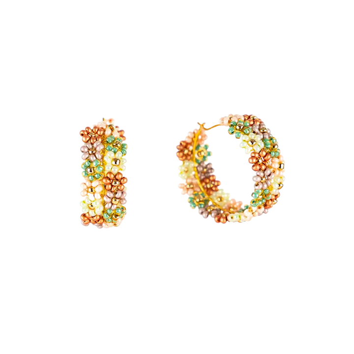 Double Daisy Hoop Earrings
