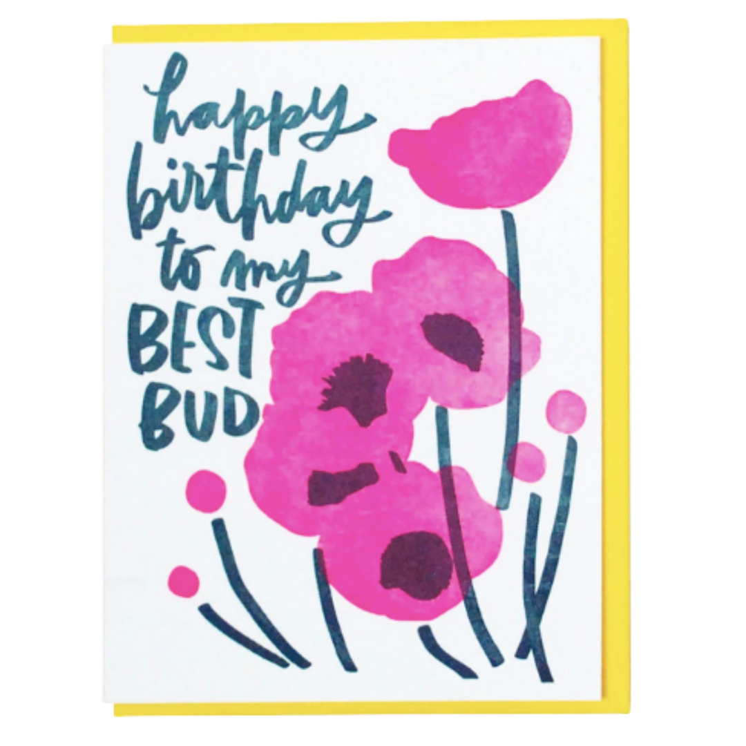 Best Bud Birthday Greeting Card