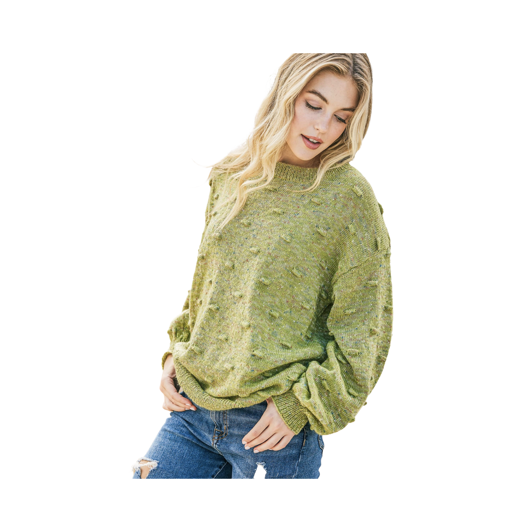 Polka Dot Textured Multi Color Pullover Sweater