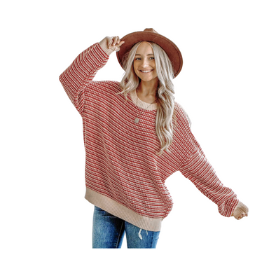 Stripe Pattern Sweater Top