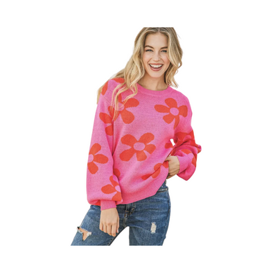 Daisy Allover Print Pullover Sweater Plus Size