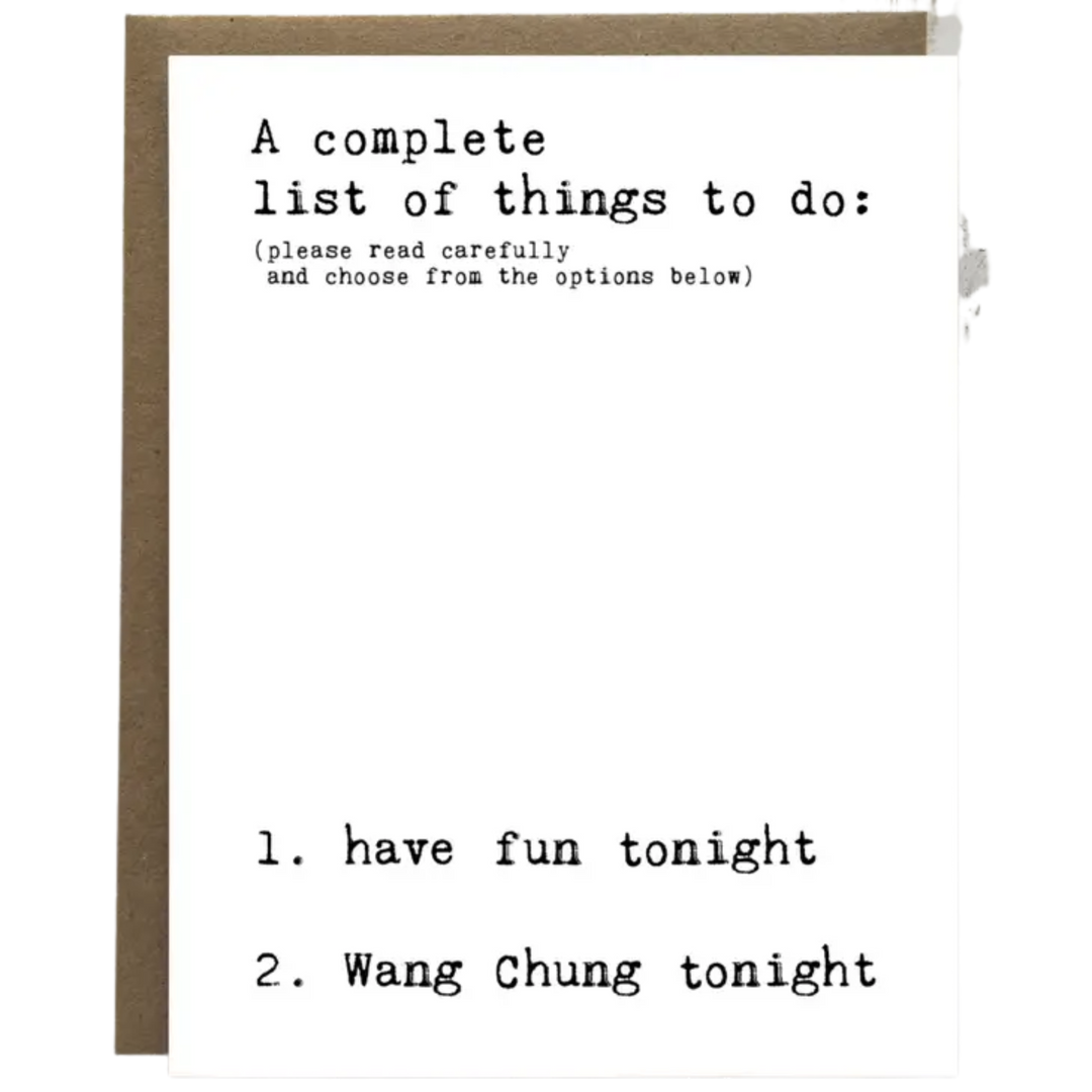 Things To Do Wang Chung greeting card