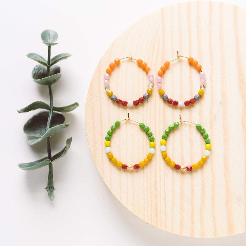 Dainty Gold Filled and Bead Hoops