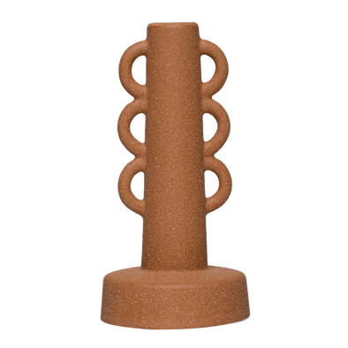 Stoneware Taper Holder w/ Handles, Sand Finish
