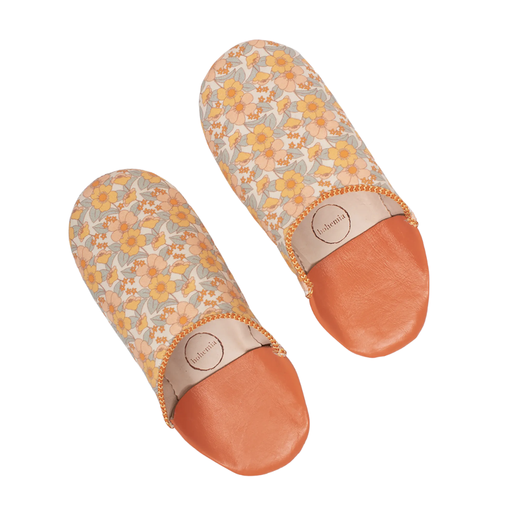 Margot Babouche Slippers - Honey Floral