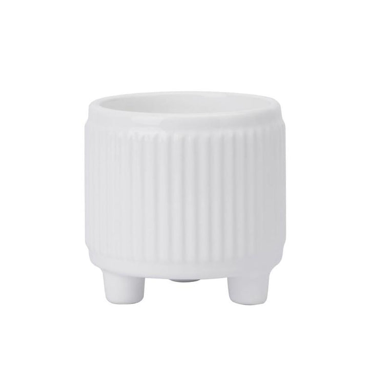 3.3" White Ceramic Plant Pots with Legs