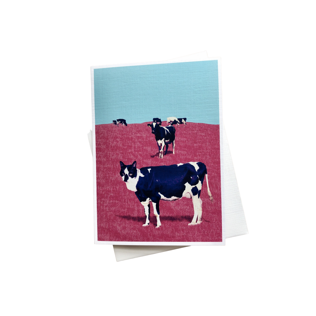 Cat Cow Funny Quirky Greeting Card