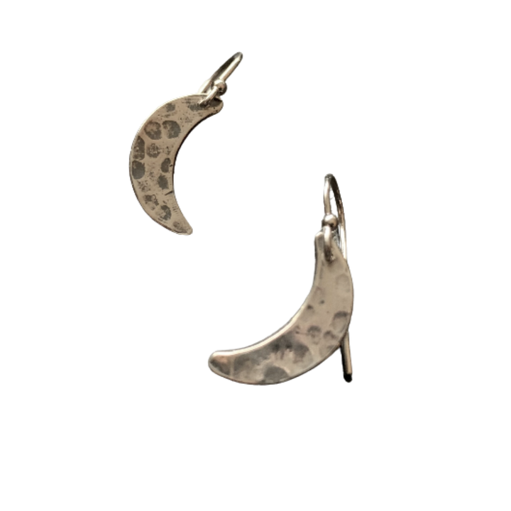 Tiny Moon Earrings - Silver