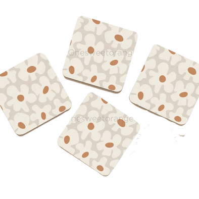 Boho Daisy Flower Coaster Set of 4