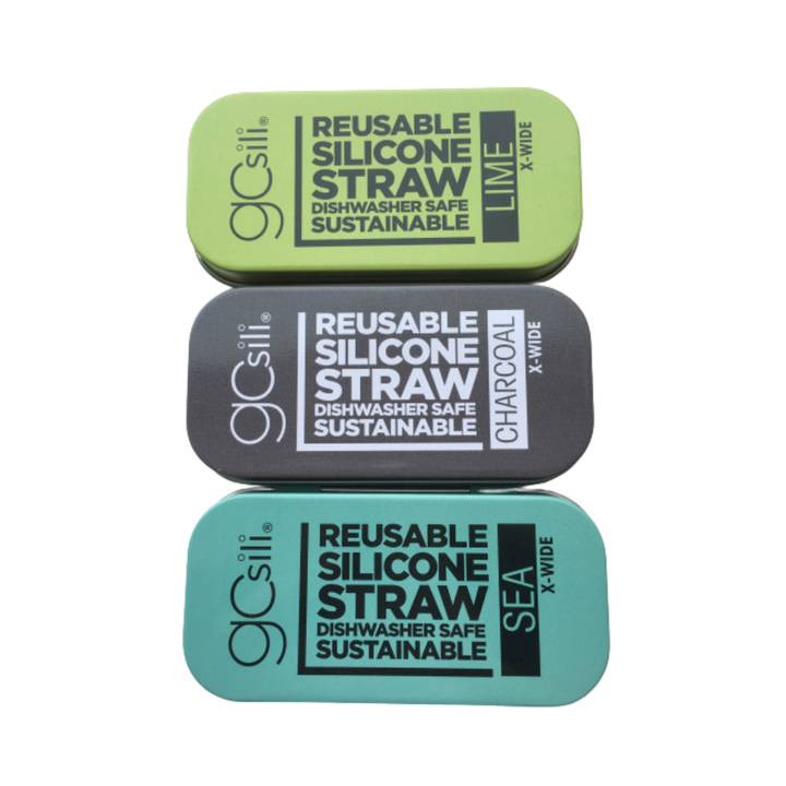 Extra Wide Silicone Straw in Tin