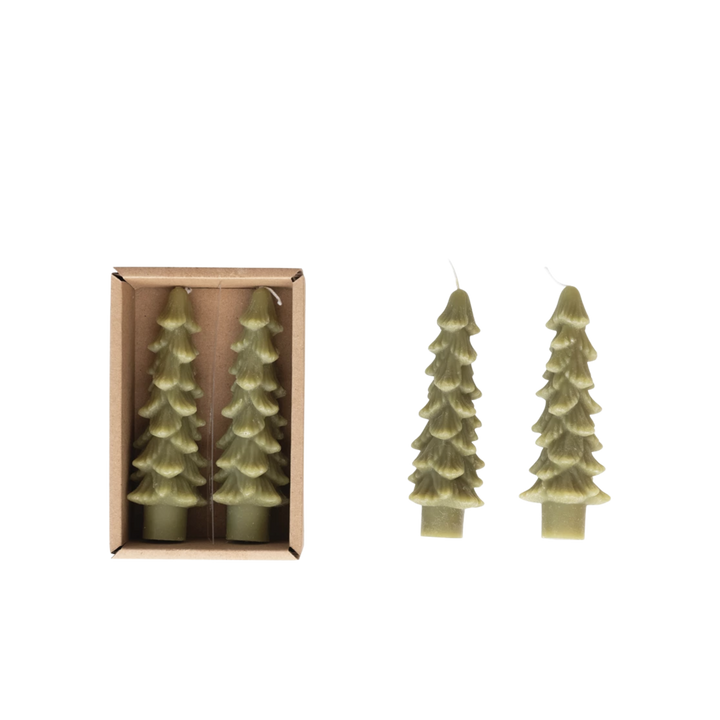 Unscented Tree Shaped Taper Candles, Set of 2