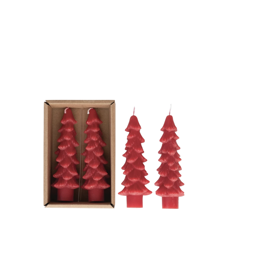 Unscented Tree Shaped Taper Candles, Set of 2