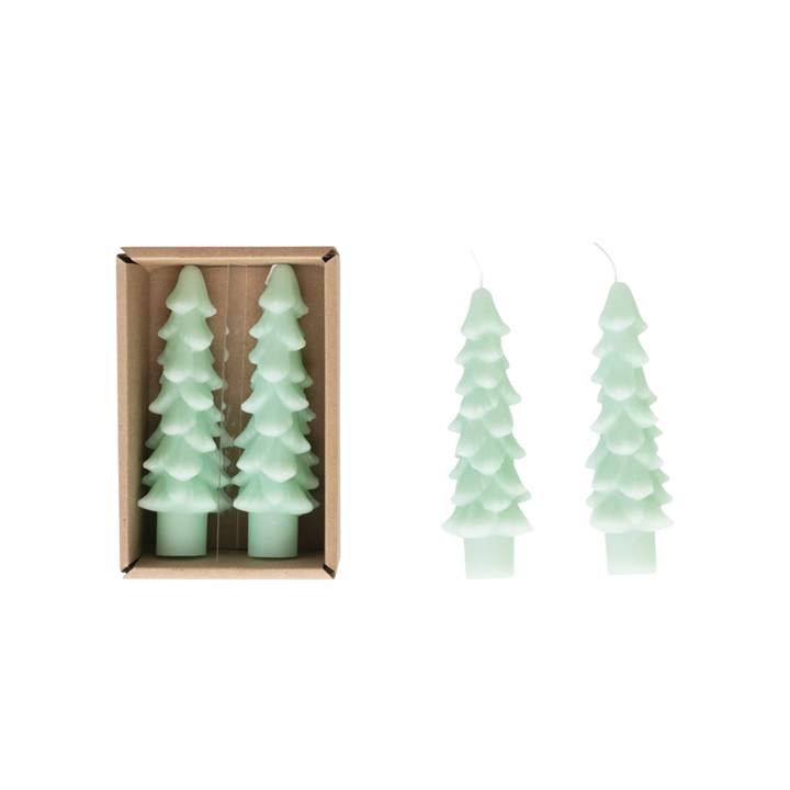 Unscented Tree Shaped Taper Candles, Set of 2