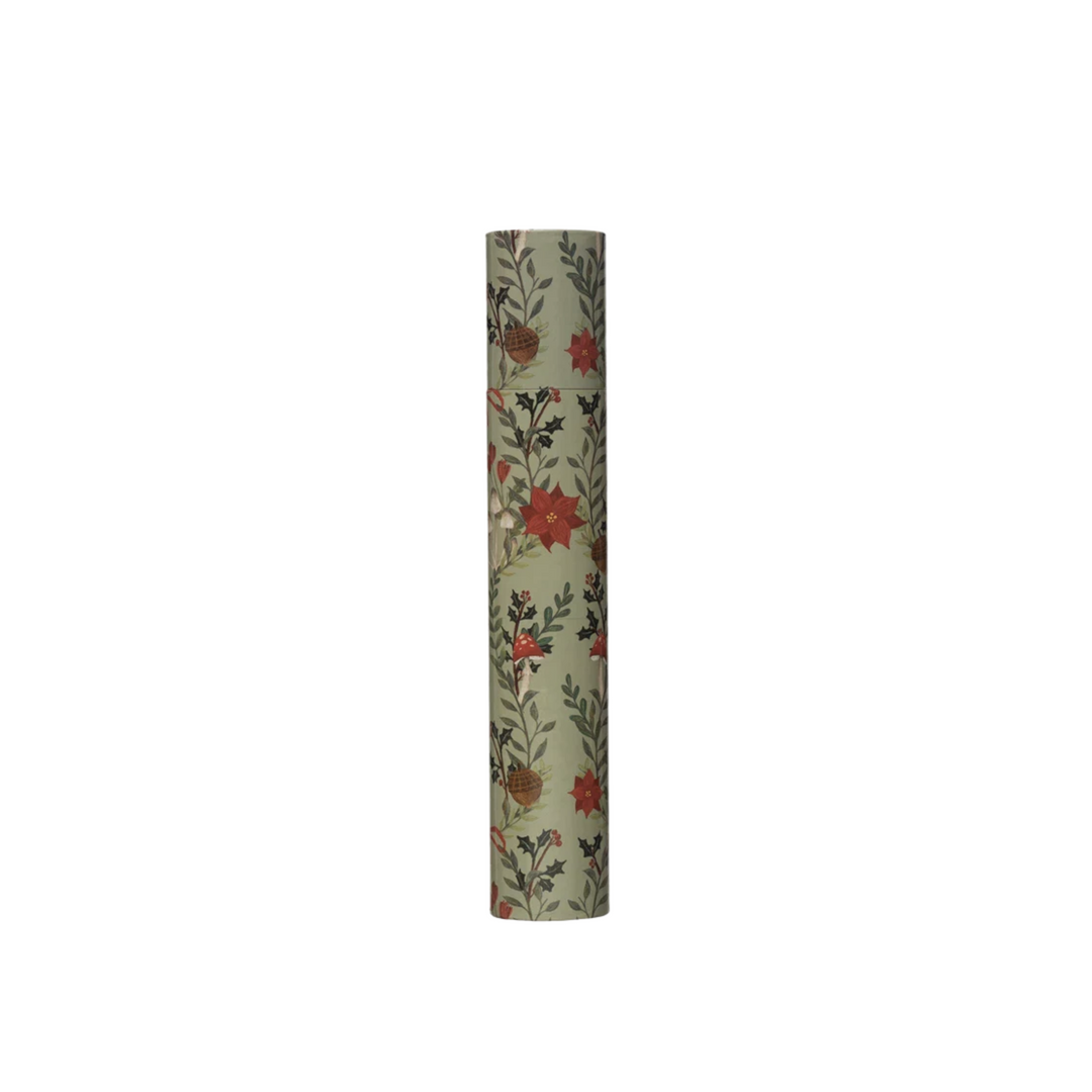 Fireplace Safety Matches in Tube Matchbox with Holiday Foliage Pattern
