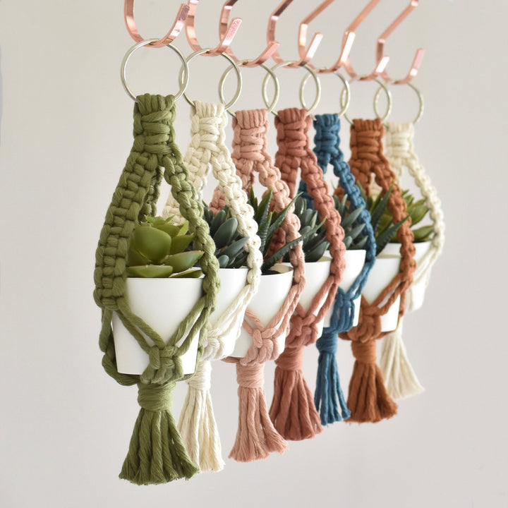 Mini Macrame Plant Hanger & Faux Plant