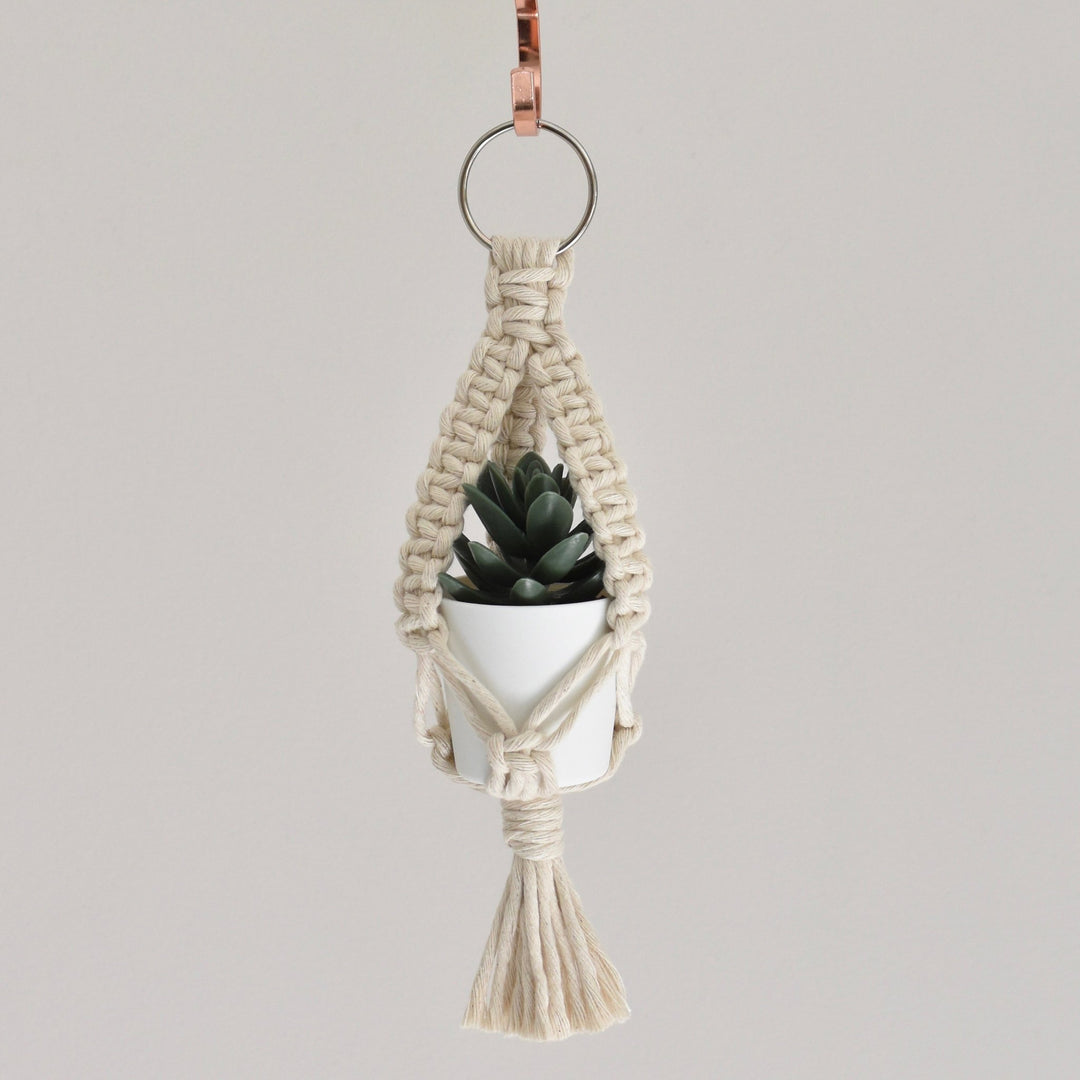 Mini Macrame Plant Hanger & Faux Plant