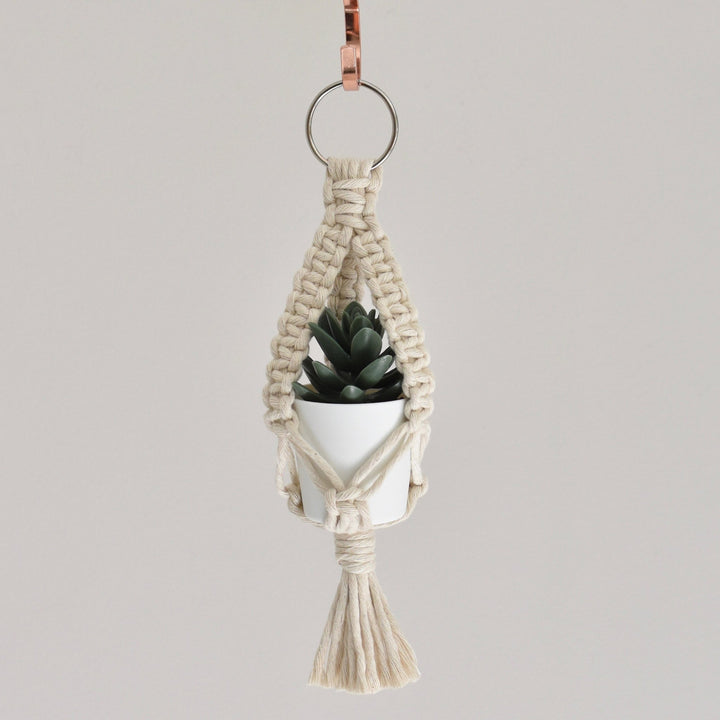Mini Macrame Plant Hanger & Faux Plant