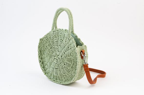Aruba Seafoam Round Woven Straw Purse