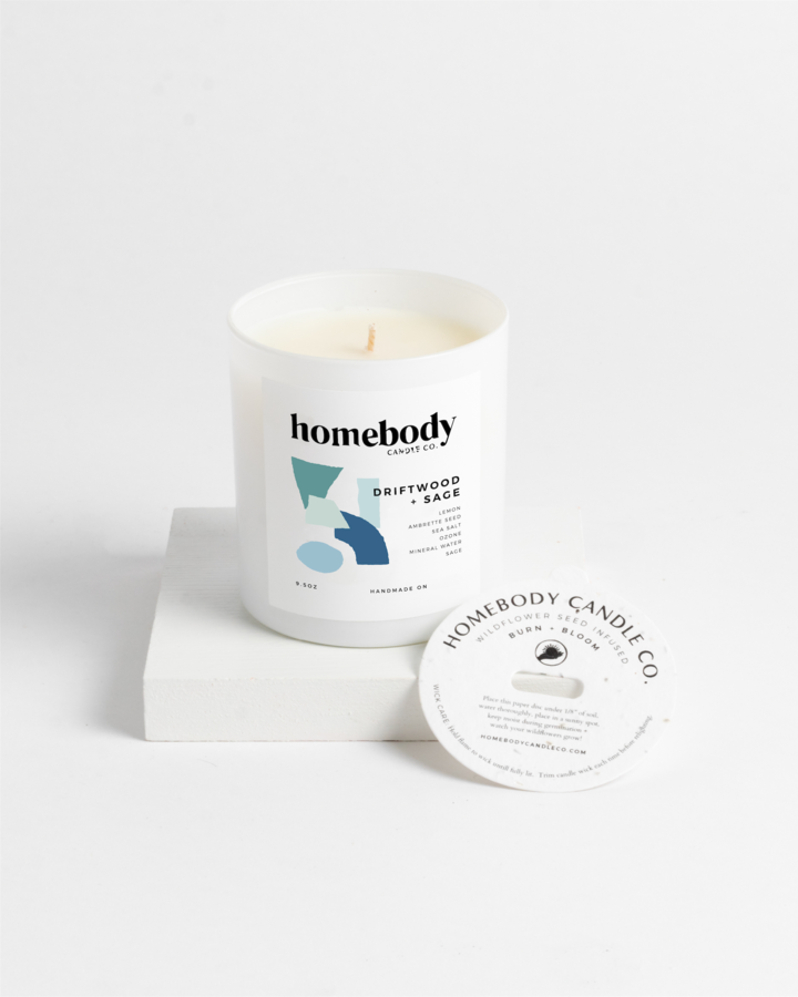 Driftwood and Sage Burn and Bloom Candle