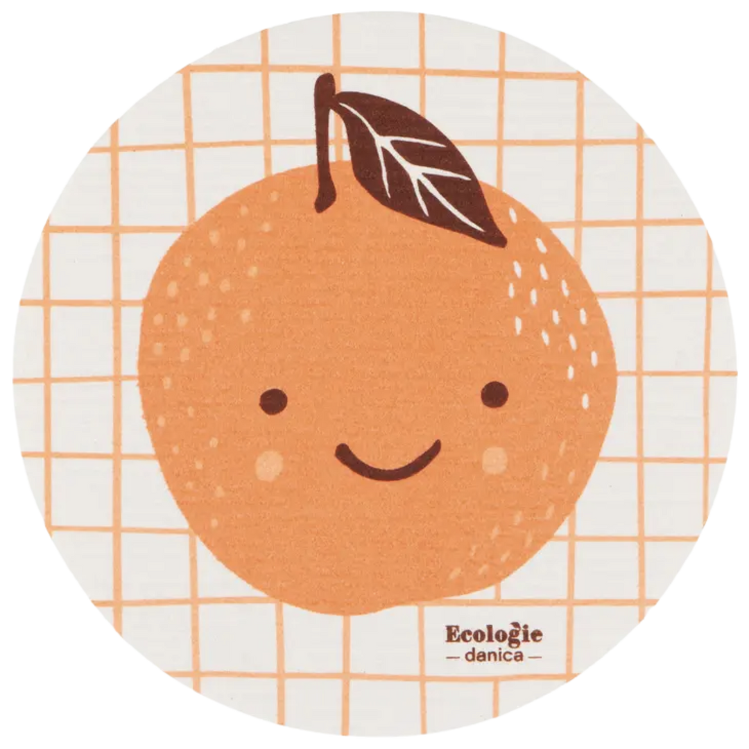 Orange Fruit Face Round Swedish Dishcloth