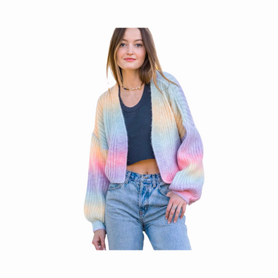 Cropped Multicolor Sweater Cardigan