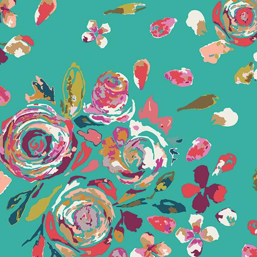 Organic Cotton Headband - Turquoise and Fuchsia Flowers