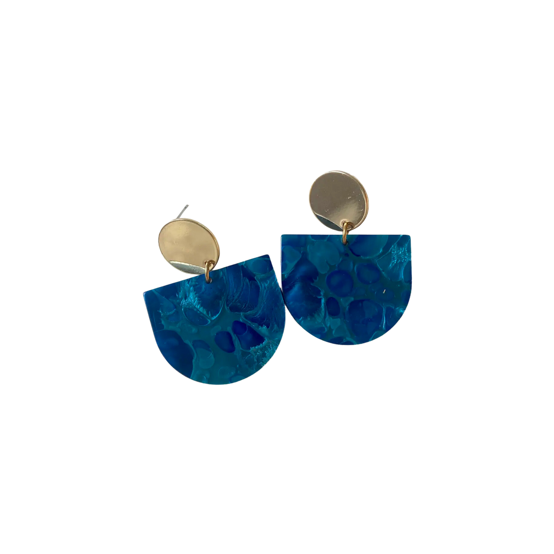 Delta Acetate Stud Earrings (Terrazzo Tortoise Shell Acetate and Brass Stud Earrings)